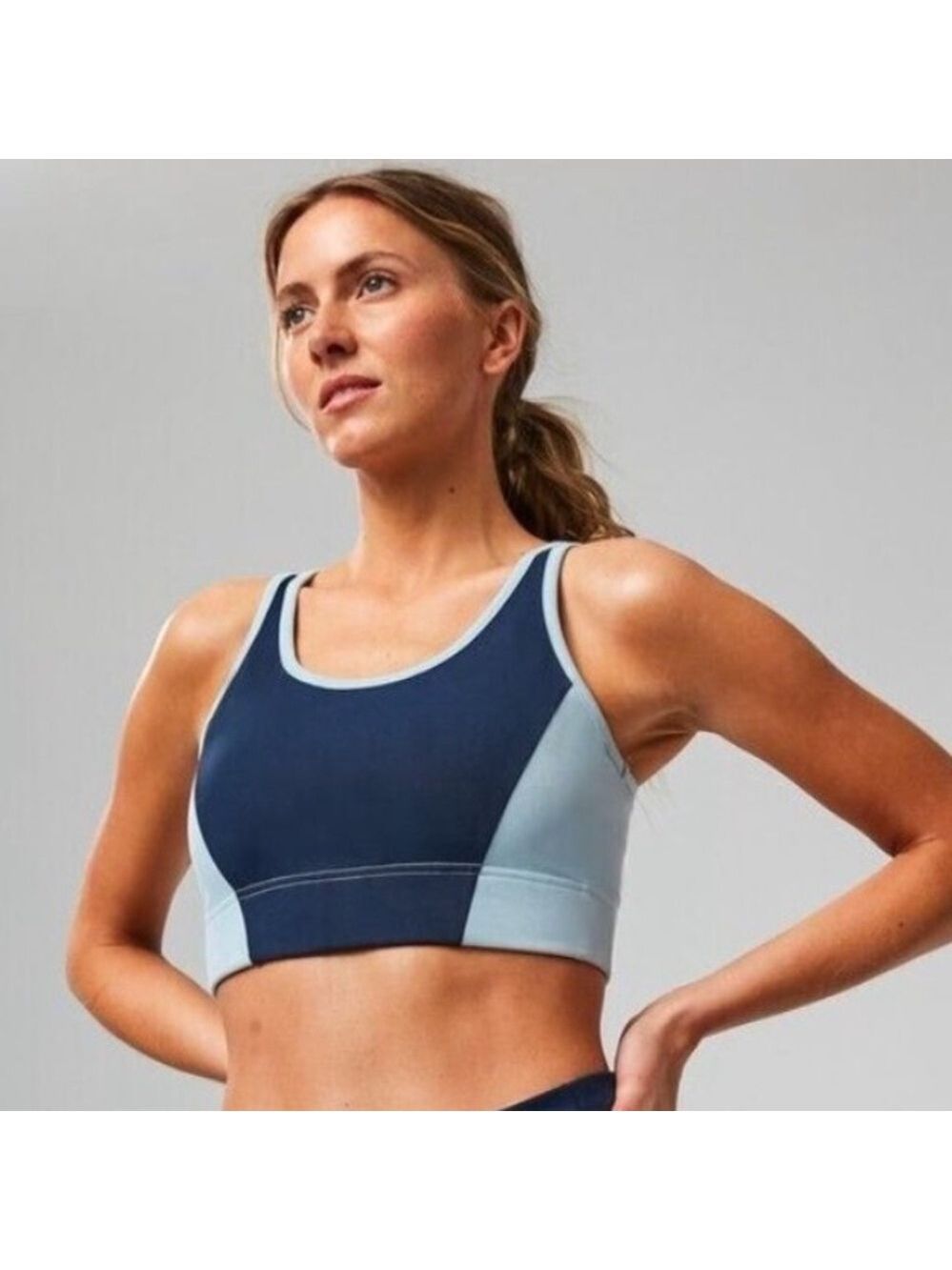 Tuckernuck Cane Jean Sports Bra in Power Blue